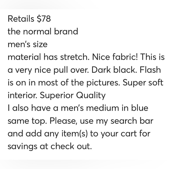 The Normal Brand Mens M black pullover - Picture 12 of 13